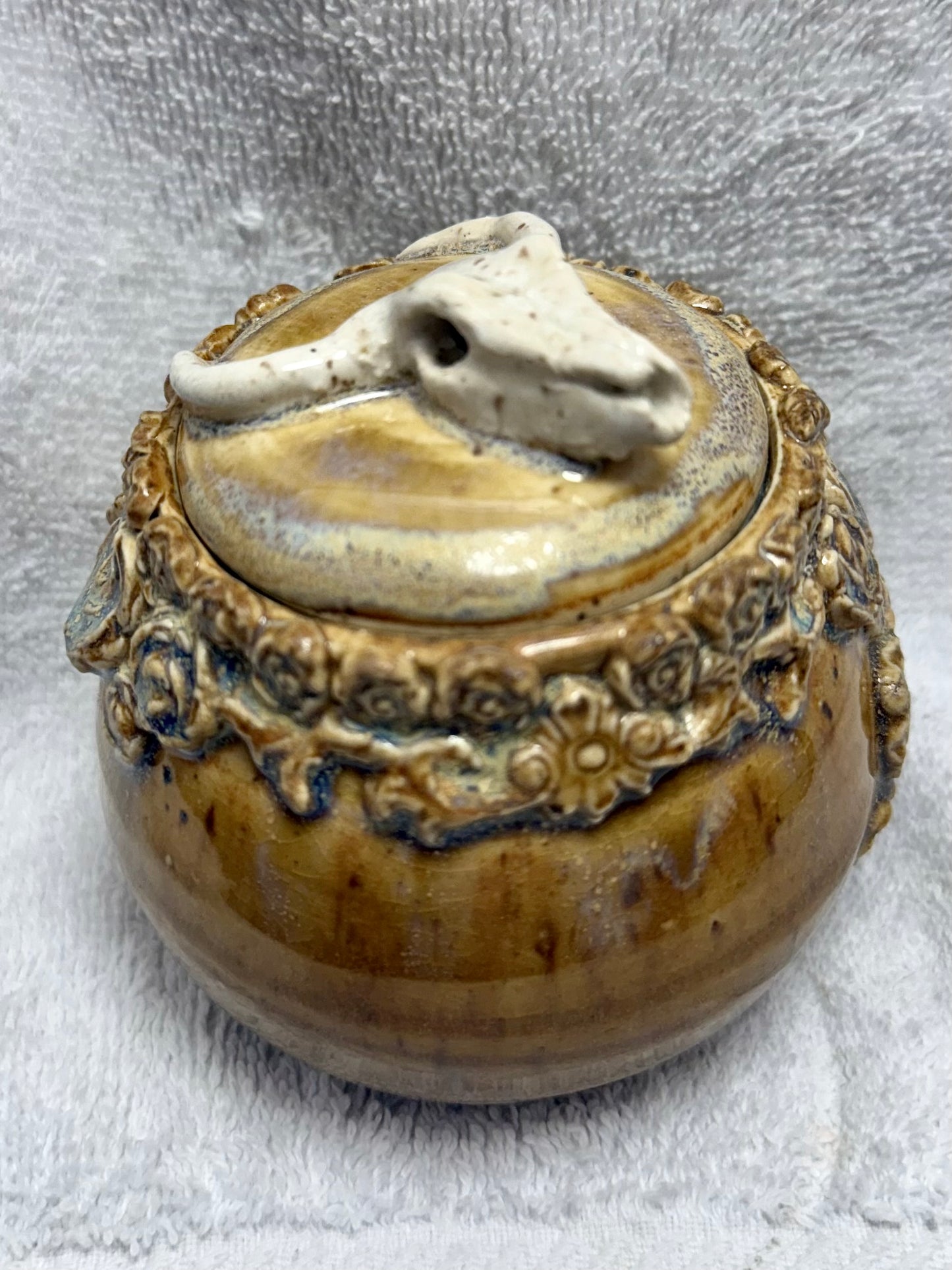 Cow Skull Container (Desert Rose)