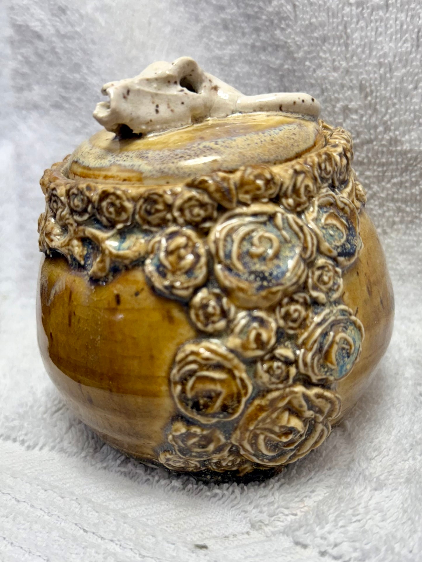 Cow Skull Container (Desert Rose)