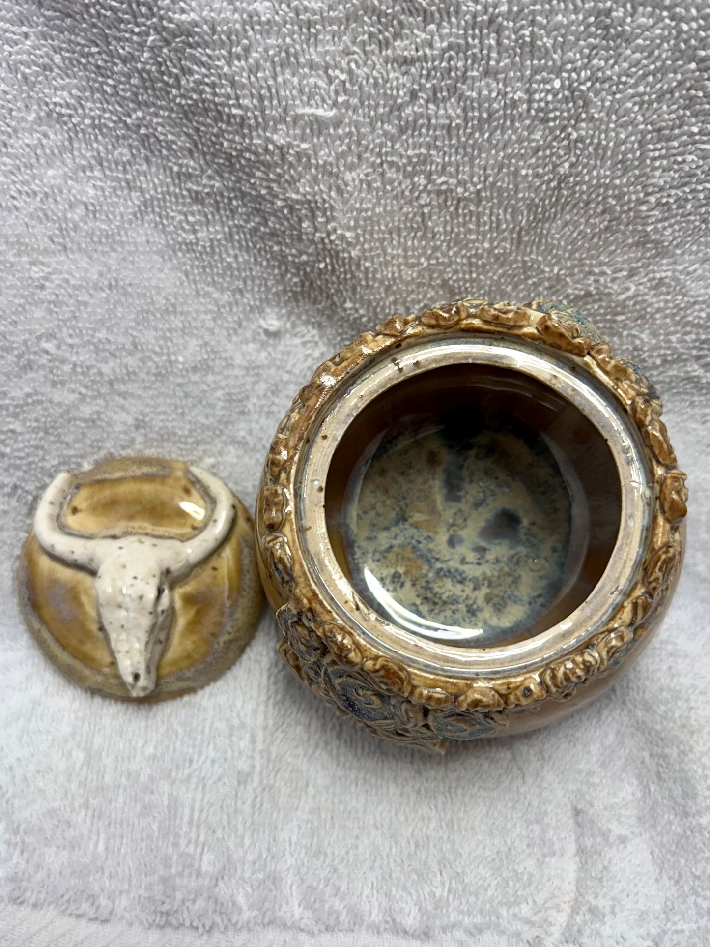 Cow Skull Container (Desert Rose)