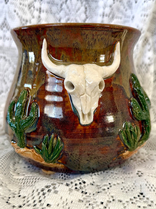 Cow Skull Flower Pot 🌵