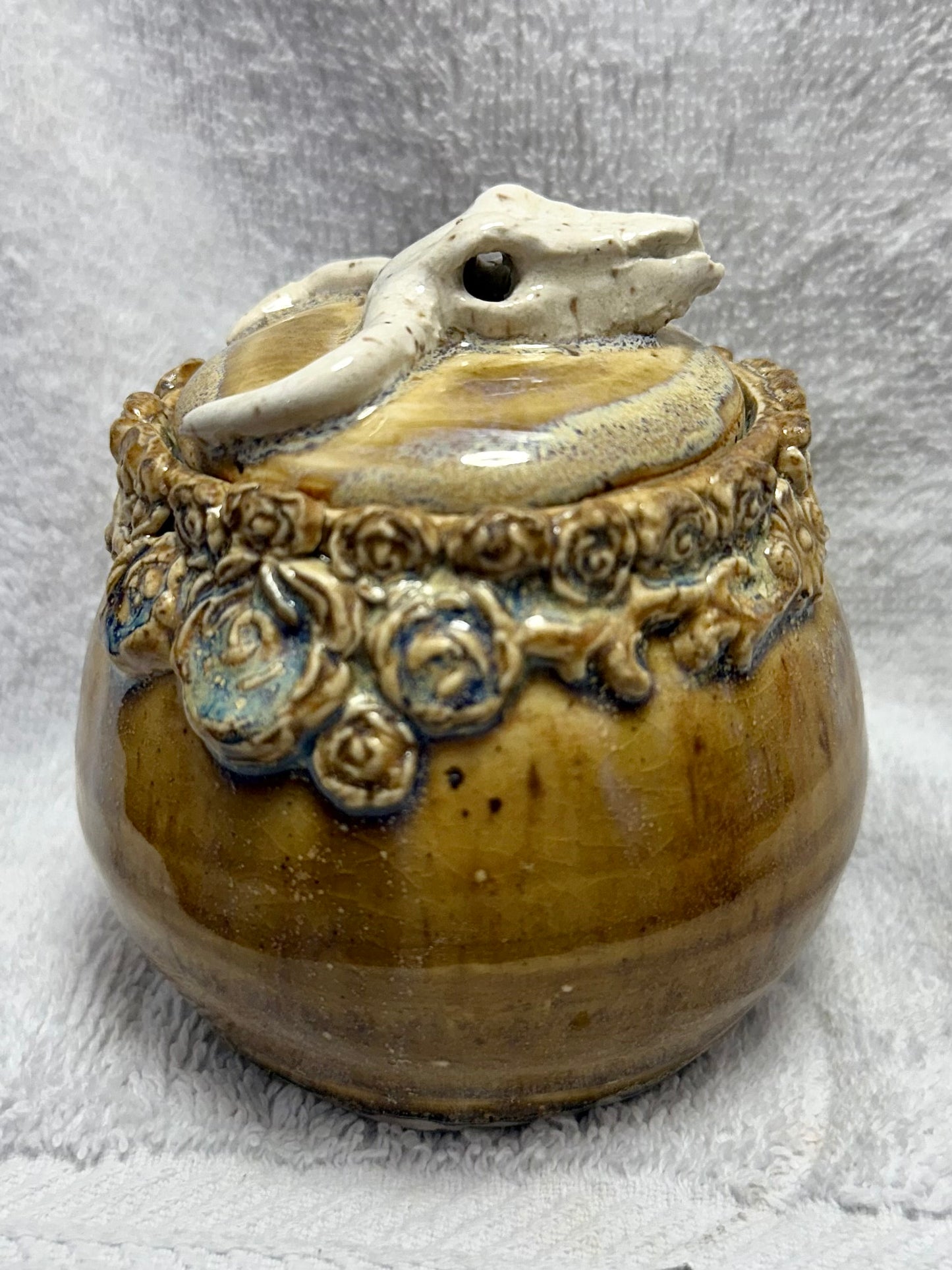 Cow Skull Container (Desert Rose)