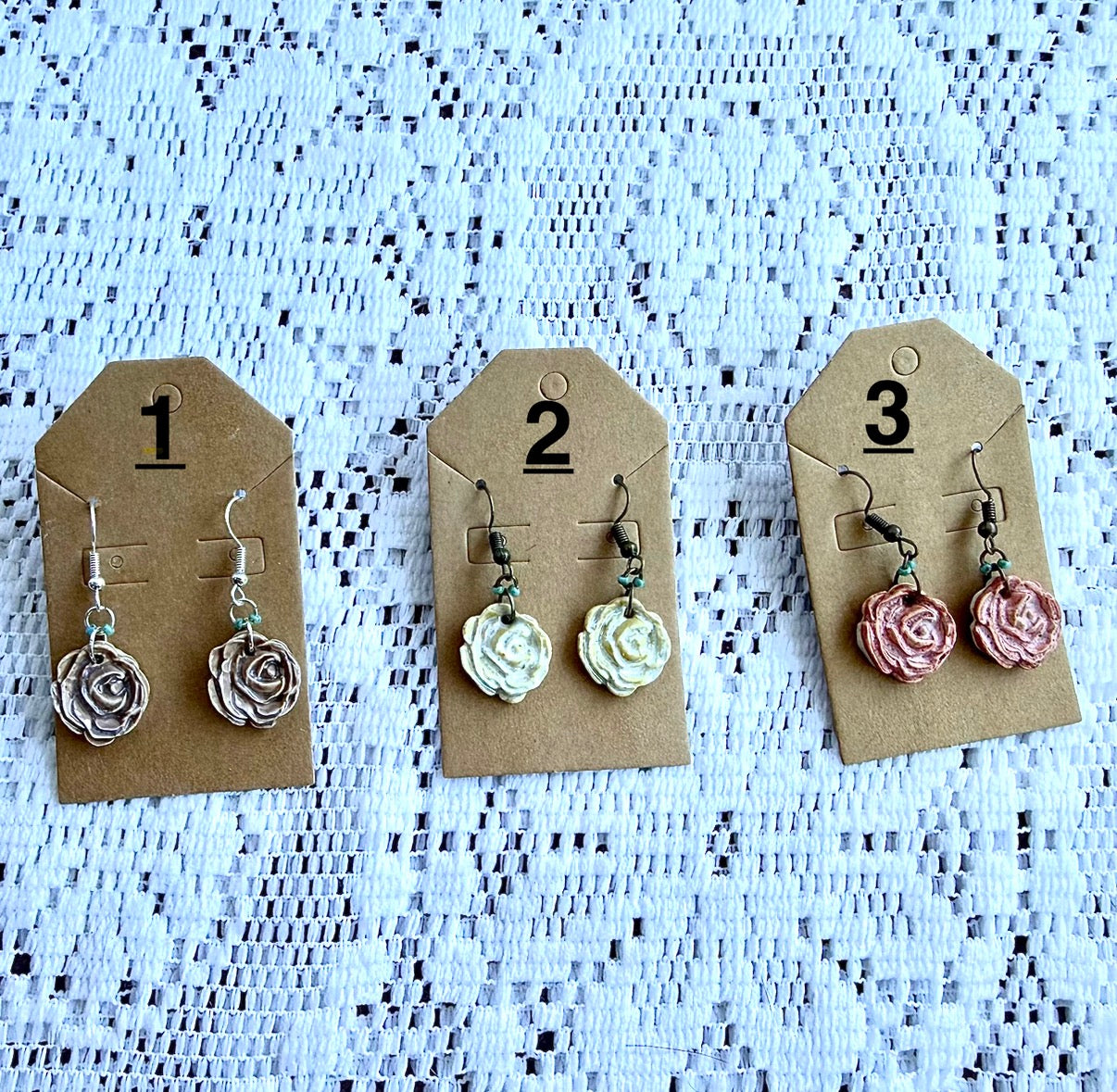 Ceramic Rose Earrings